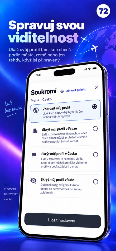 Řiďte viditelnost svého profilu podle města, země nebo celého světa