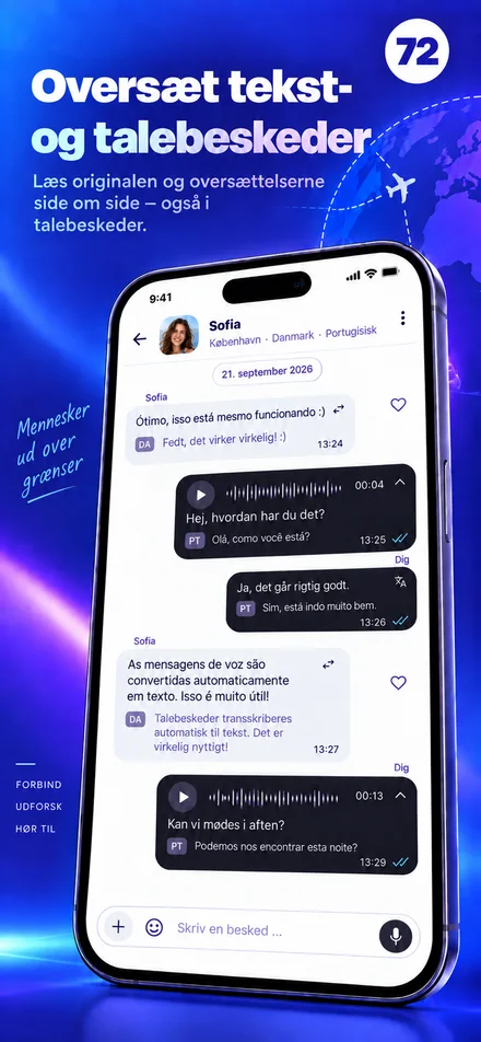 Læs og lyt til tekst- og talebeskeder på dit sprog