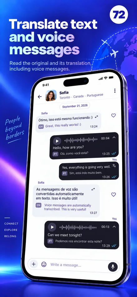 Read and listen to text and voice messages in your language