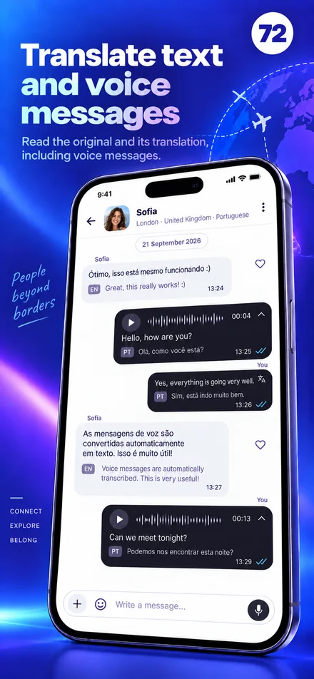 Read and listen to text and voice messages in your language