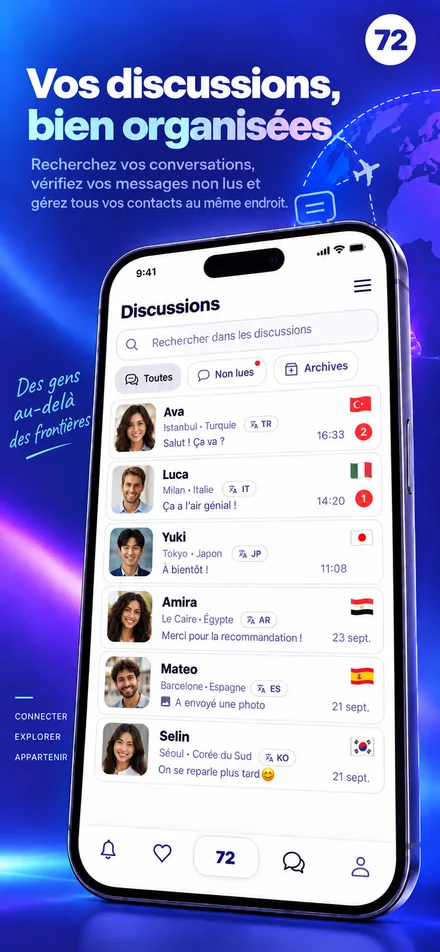 Retrouvez vos conversations et gérez les messages non lus ainsi que les archives