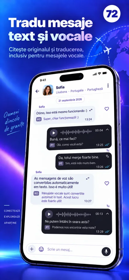 Citește și ascultă mesaje text și vocale în limba ta