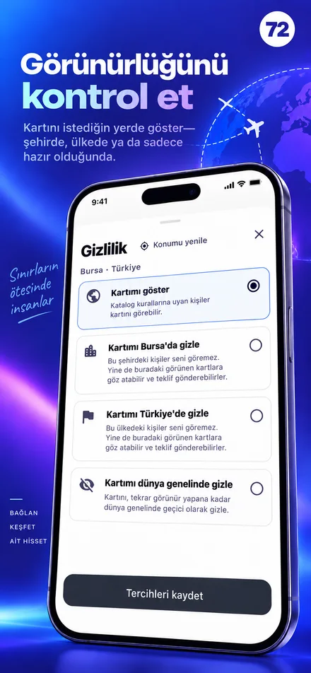 Profilinin görünürlüğünü şehir, ülke veya dünya için kontrol et