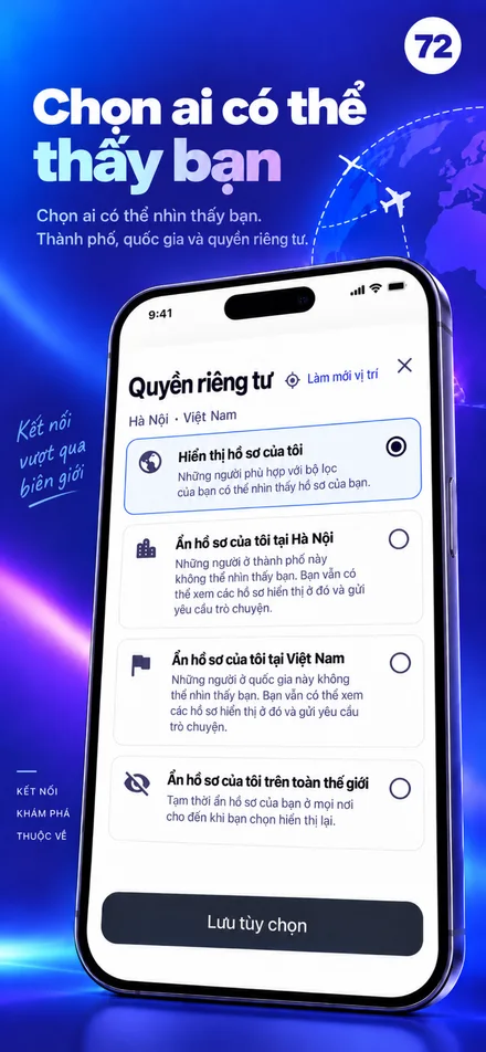 Kiểm soát mức độ hiển thị hồ sơ của bạn theo thành phố, quốc gia hoặc toàn thế giới
